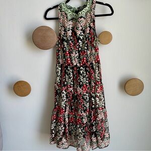 HD in Paris (Anthropologie) Embroidered Floral Dress Size 0 Excellent Condition